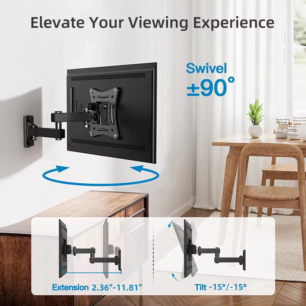 Full Motion TV Wall Mount for 10-32 Inch Flat & Curved 