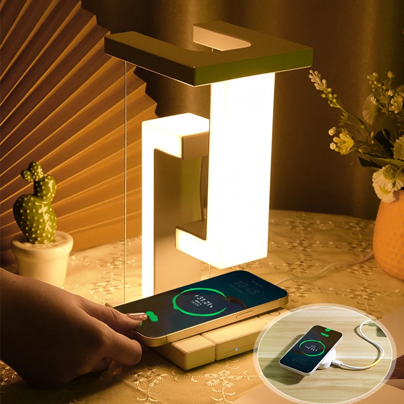 Floating Lamp with 10W Wireless Charger for Bedroom