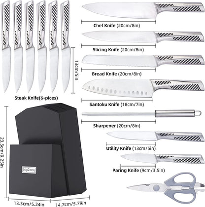 LapEasy 15-Piece Knife Set with Block & Sharpener