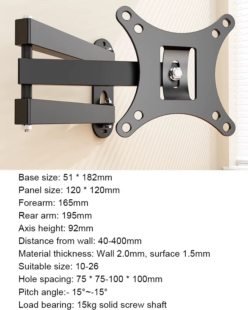 Full Motion TV Wall Mount for 10-32 Inch Flat & Curved 