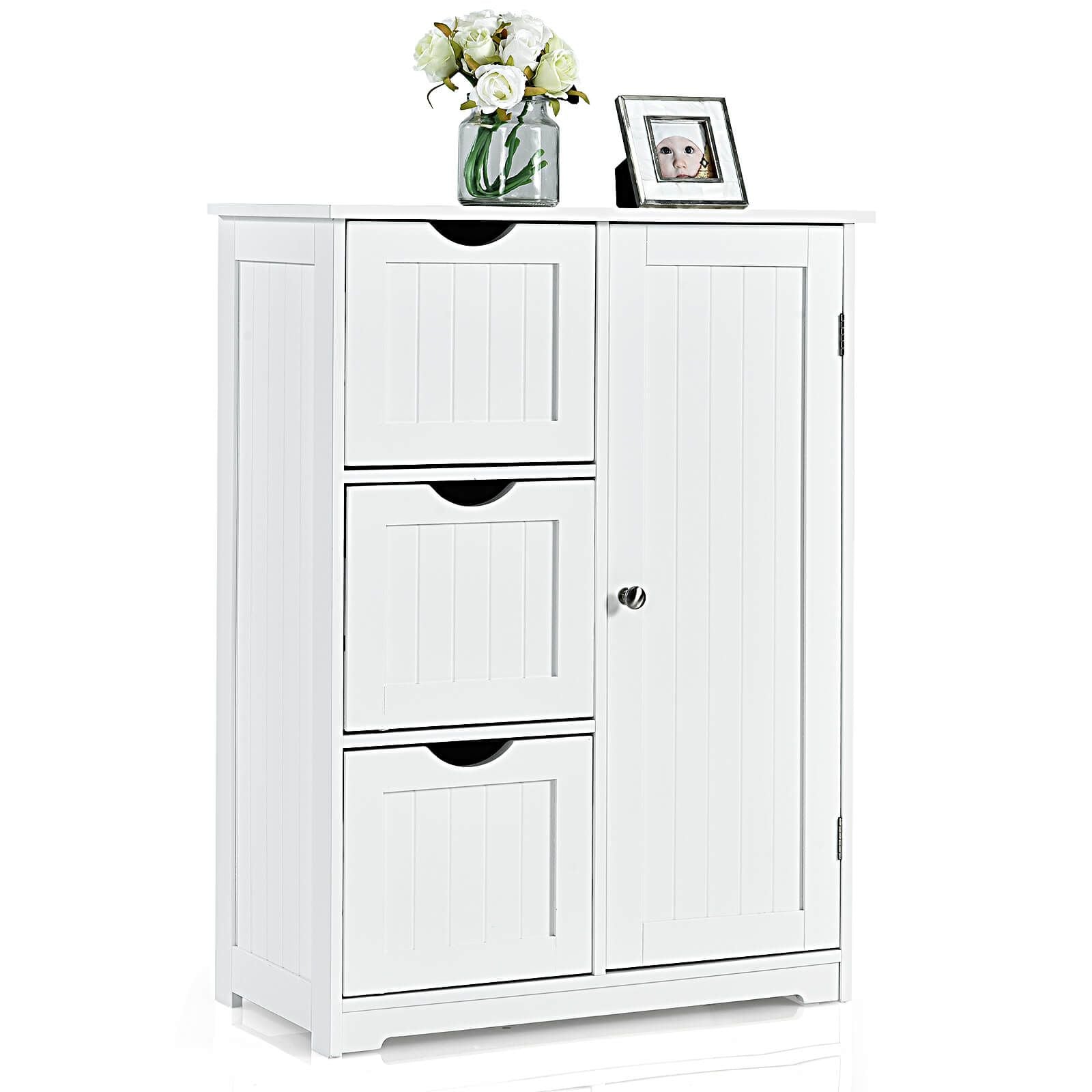 1-Door Freestanding Bathroom Cabinet with 3 Drawers