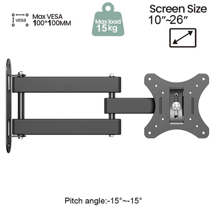 Full Motion TV Wall Mount for 10-32 Inch Flat & Curved 