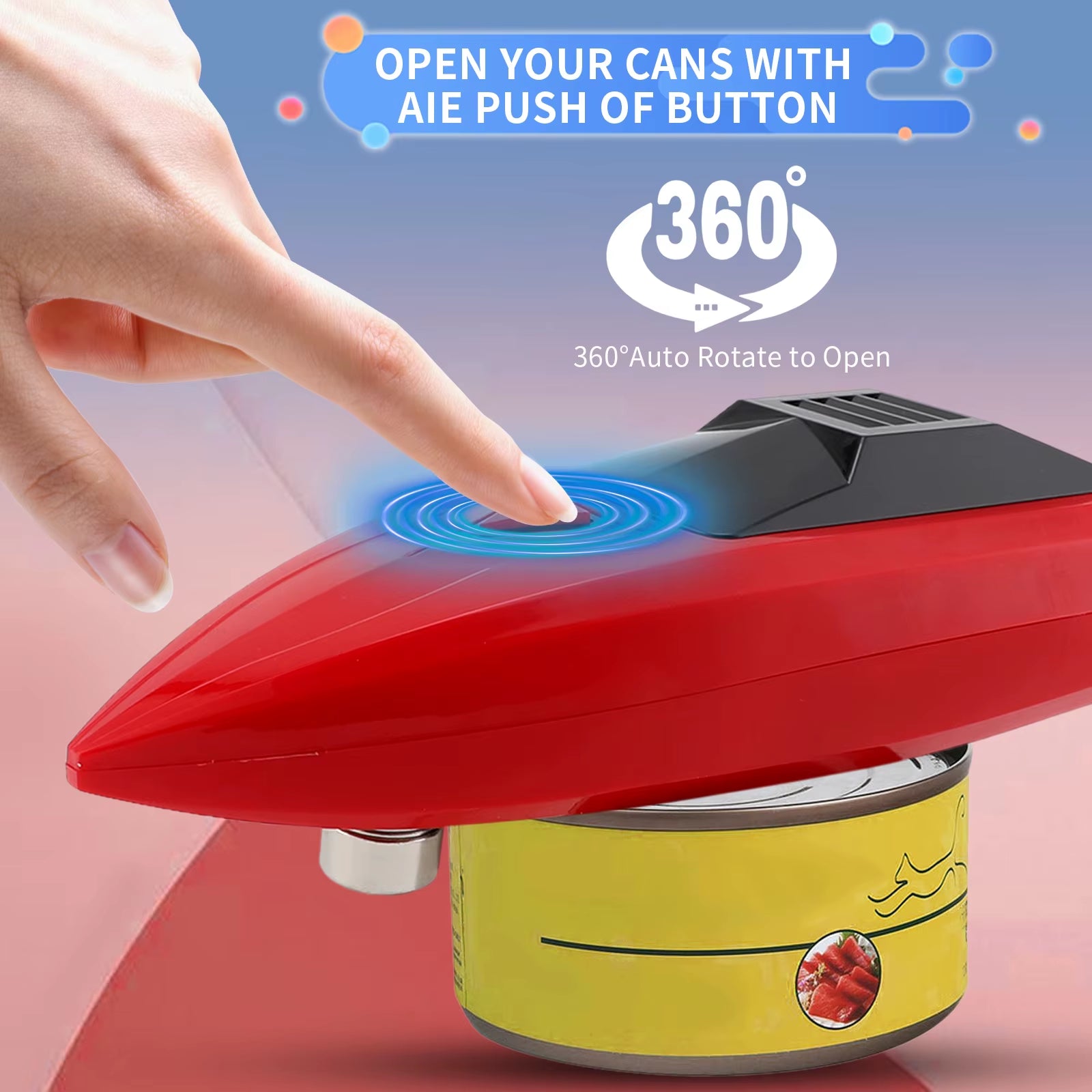 Electric Can Opener Battery-Powered Easy Smooth Edge