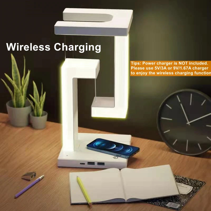 Floating Lamp with 10W Wireless Charger for Bedroom