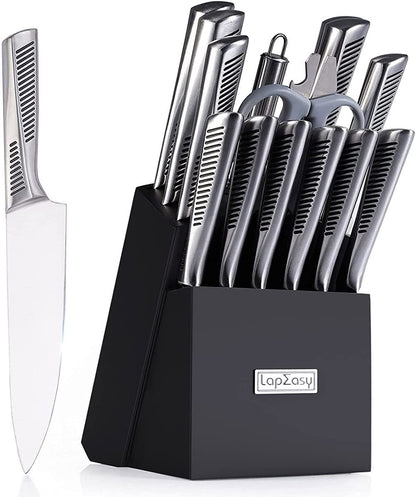 LapEasy 15-Piece Knife Set with Block & Sharpener