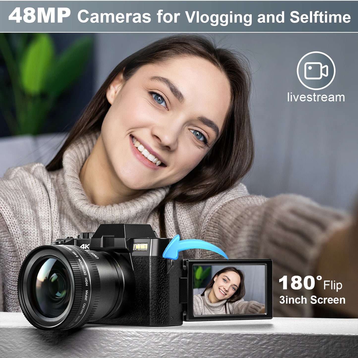 Compact 4K Digital Camera Vlogging & Photography