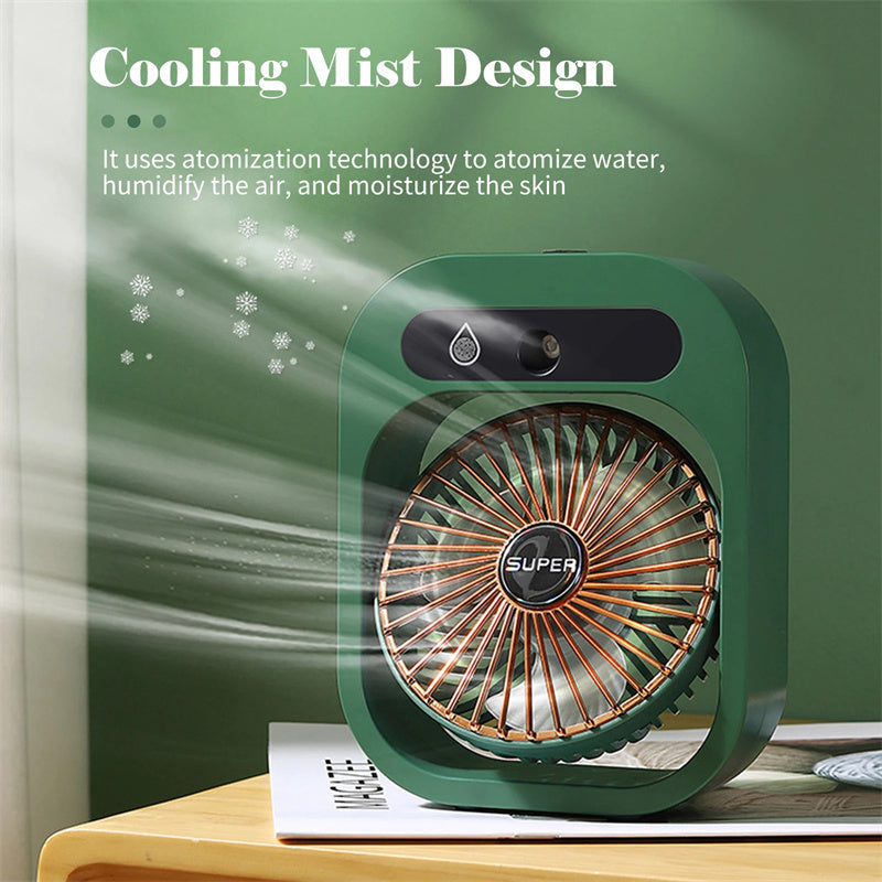 Portable USB Rechargeable Misting Fan – 3-Speed Air Cooler & Humidifier for Ultimate Cooling