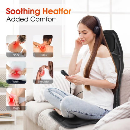 Electric Back Massager with Heat & Vibration Cushion