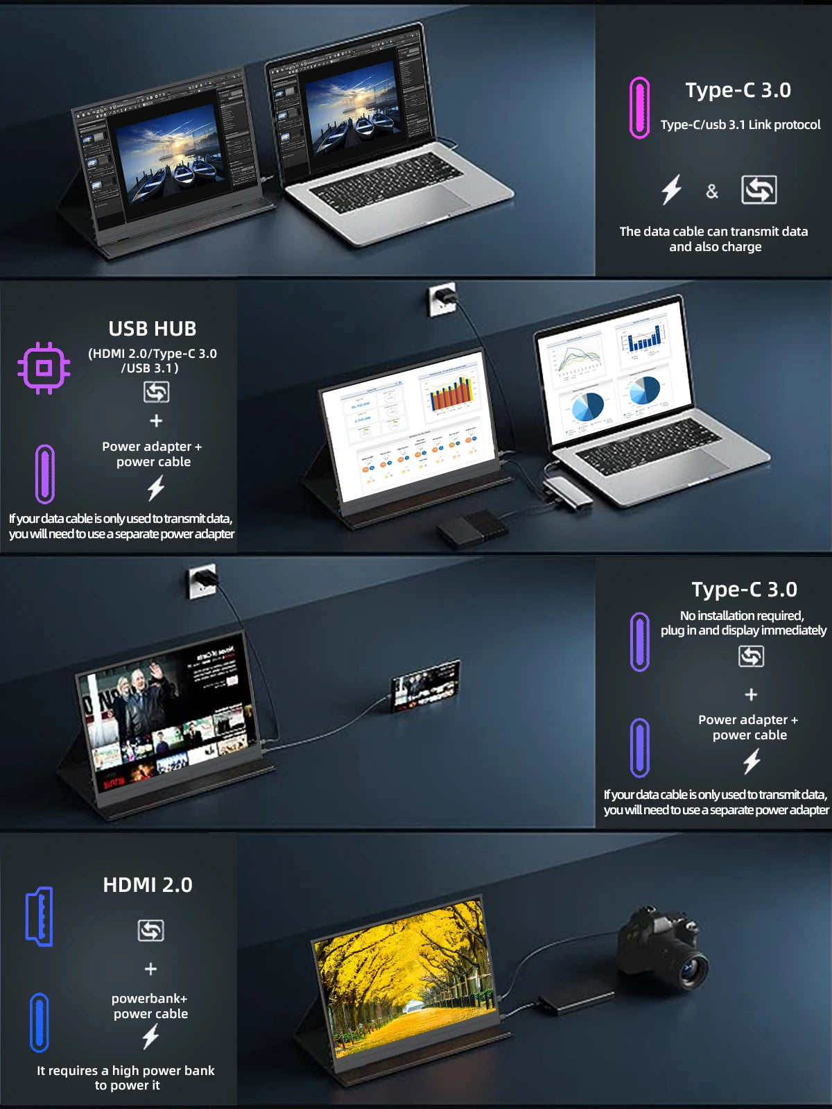 14" 2K Portable Monitor 2160×1440 60Hz for Laptop & Gaming