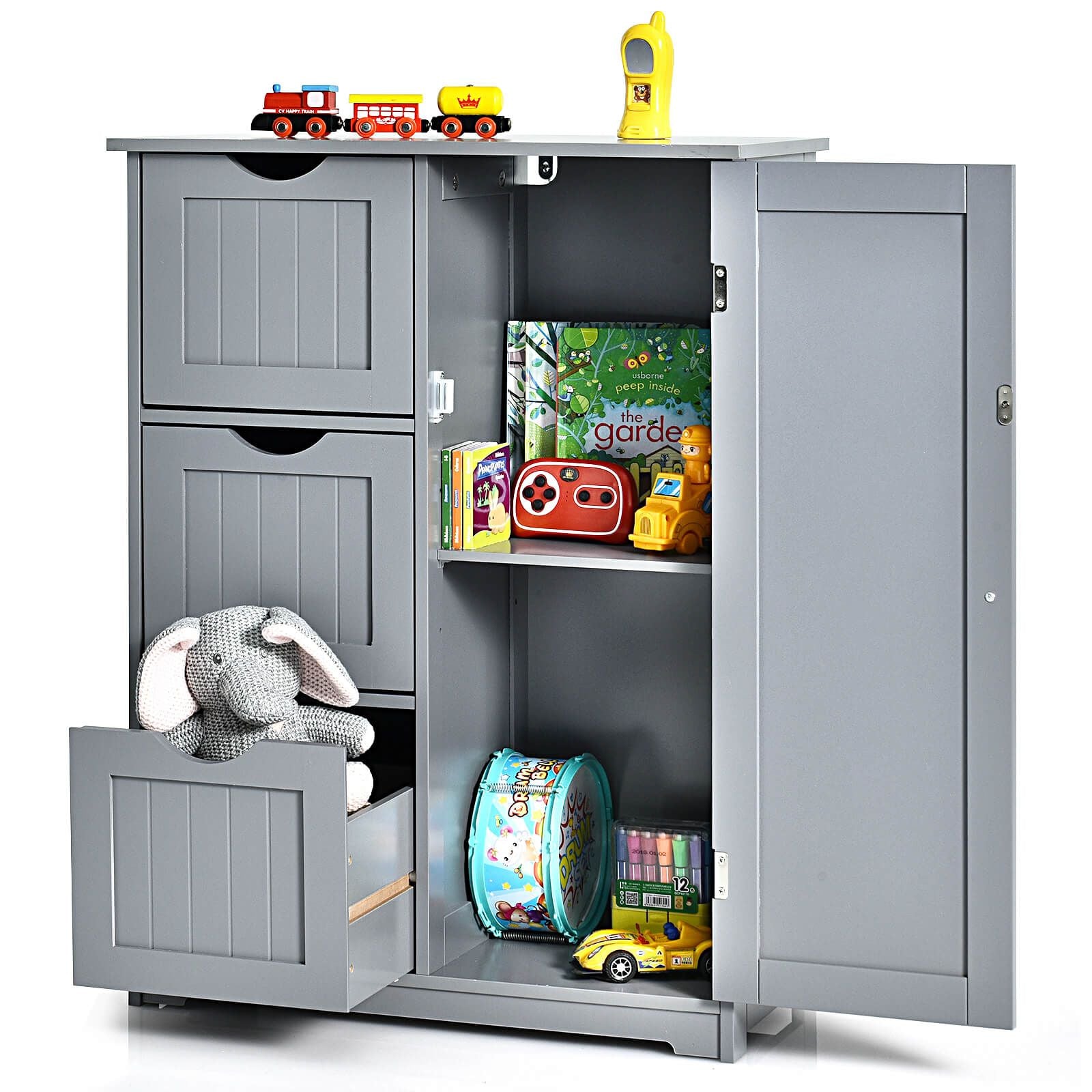 1-Door Freestanding Bathroom Cabinet with 3 Drawers