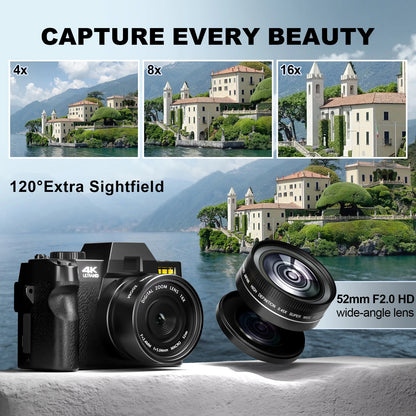 Compact 4K Digital Camera Vlogging & Photography