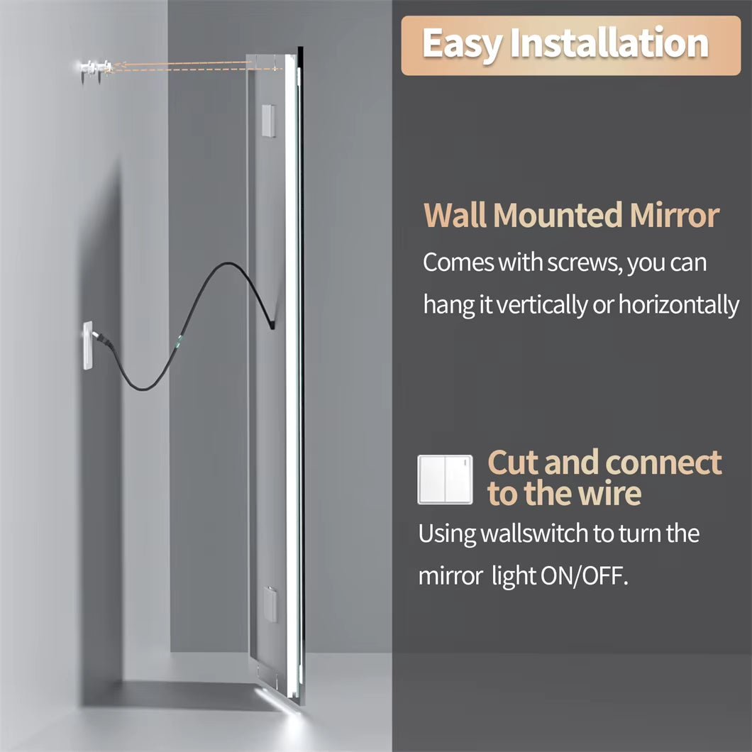 XXL Smart LED Bathroom Mirror, Wall-Mounted, Bluetooth