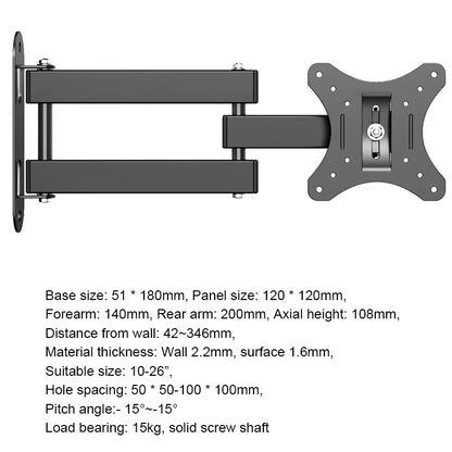 Full Motion TV Wall Mount for 10-32 Inch Flat & Curved 