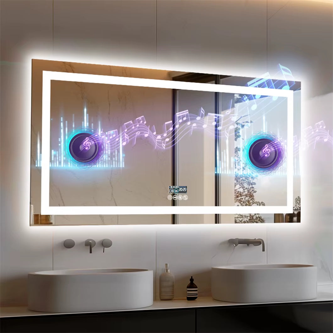 XXL Smart LED Bathroom Mirror, Wall-Mounted, Bluetooth