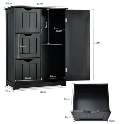 1-Door Freestanding Bathroom Cabinet with 3 Drawers