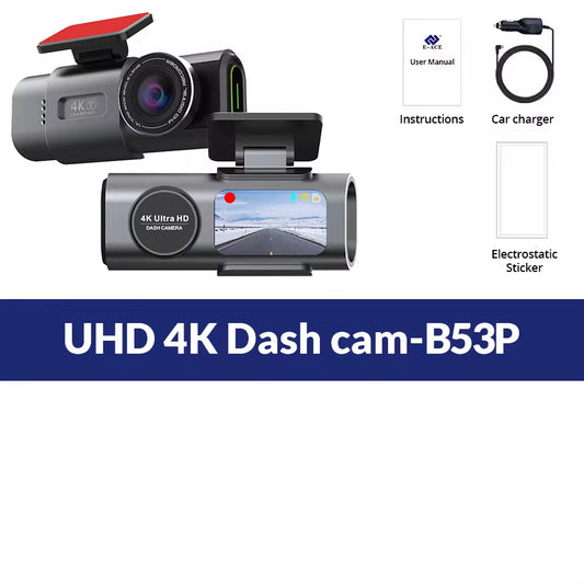 4K Dual Lens Dash Cam UHD DVR Wi-Fi GPS Night Vision